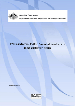 FNSSAM603A Tailor financial products to meet customer needs