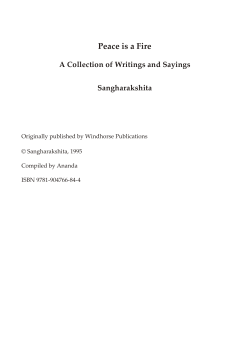 Peace is a Fire - Sangharakshita