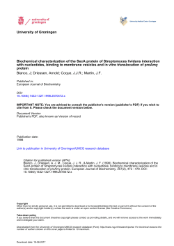 University of Groningen Biochemical characterization of the