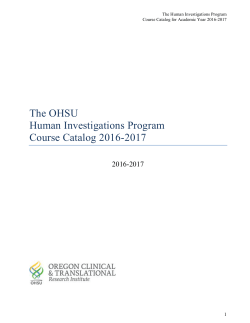 HIP Course Catalog for the 2016-2017 Academic Year