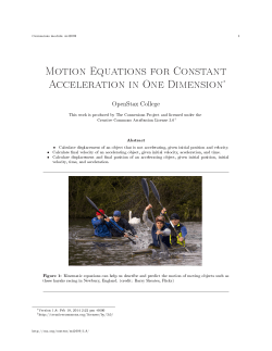 Motion Equations for Constant Acceleration in One