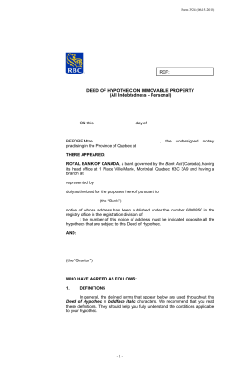 DEED OF HYPOTHEC ON IMMOVABLE