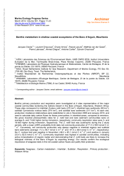 Benthic metabolism in shallow coastal ecosystems of the Banc d