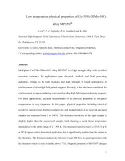 Low temperature physical properties of Co-35Ni-20Mo