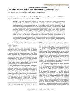 Can MDMA Play a Role in the Treatment of Substance Abuse?