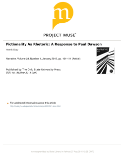 Fictionality As Rhetoric: A Response to Paul Dawson