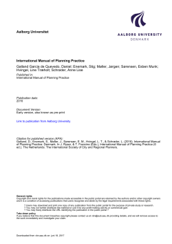 Aalborg Universitet International Manual of Planning - VBN