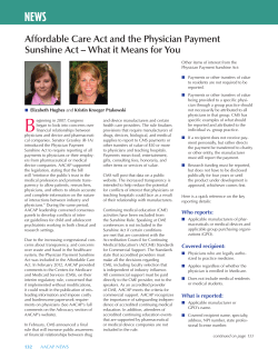 Affordable Care Act and the Physician Payment Sunshine Act