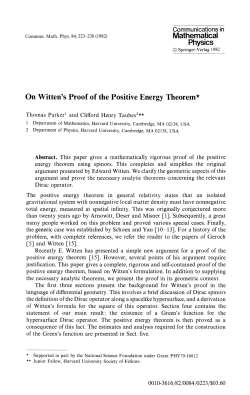 On Witten`s Proof of the Positive Energy Theorem