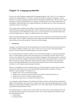 Chapter 11: Language production
