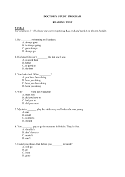 DOCTOR&acute;S STUDY PROGRAM READING TEST TASK A For