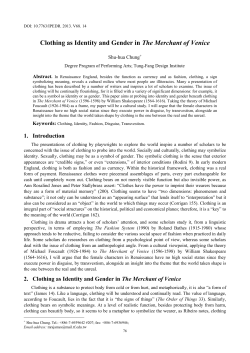 Clothing as Identity and Gender in The Merchant of Venice