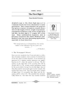 The First Digit 1 - Indian Academy of Sciences
