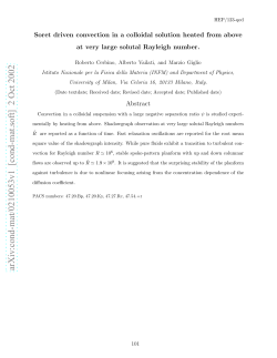 Soret driven convection in a colloidal solution heated from above at