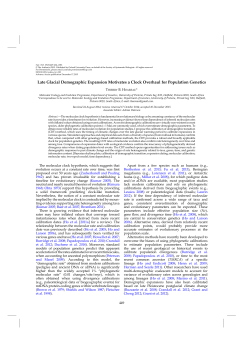 Late Glacial Demographic Expansion Motivates a