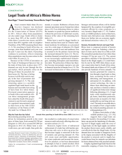 Legal Trade of Africa`s Rhino Horns - Universit&eacute; Paris-Sud