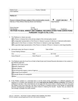 Petition to Seal Arrest and Criminal Records Other Than Convictions