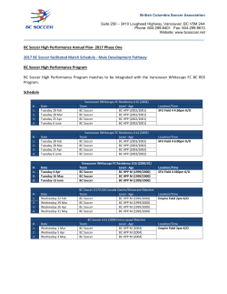 BC Soccer High Performance Annual Plan