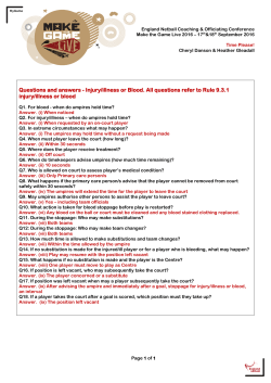 Questions and answers - Injury/illness or Blood. All questions refer