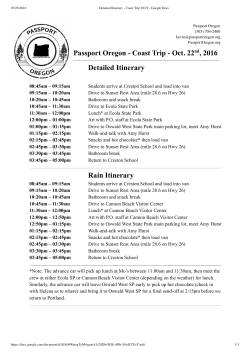Detailed Itinerary - Coast Trip 10/22 - Google Docs