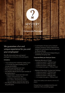 Mystery Manila Corporate Packages