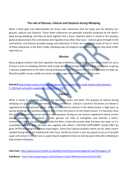 The role of Glucose, Calcium and Oxytocin during Whelping
