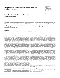 Misplaced Confidences: Privacy and the Control Paradox