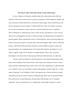 The Faust in Ahab: Moby-Dick and the Voyage of Destruction In