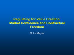 Regulating for Value Creation:Market Confidence and Contractual