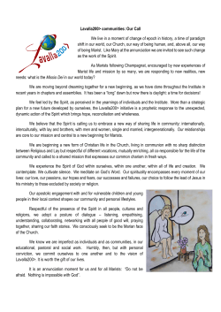 Lavalla200> communities: Our Call We live in a moment of change