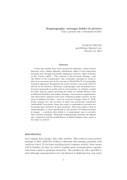 Steganography: messages hidden in pictures Can a picture say a