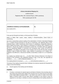 Extraordinary General Meeting - 2 October 2012 Draft Minutes