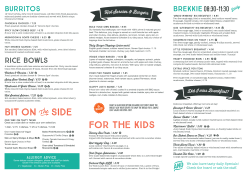 Café menu - The Orchard Cafe