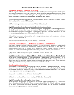 SPANISH SYNOPSES AND QUOTES &ndash; May 5, 2015 Al Rescate de