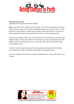 The Diary of Anne Frank - Acting Classes In Perth