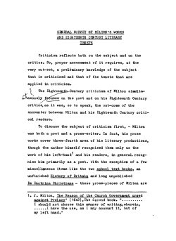 GENERAL SURVEY OF MILTON *S WORKS AND EIGHTEENTH