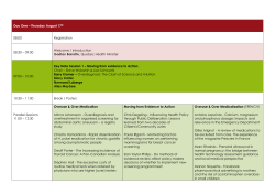 Day One &ndash; Thursday August 17th 08:00 Registration 08:30 &ndash; 09:00