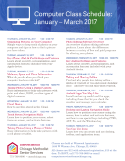 Computer Class Schedule: January &ndash; March 2017