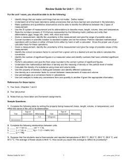 Review Guide for Unit 1