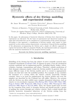 Hysteretic effects of dry friction: modelling and experimental studies