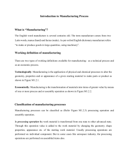 Introduction to Manufacturing Process What is