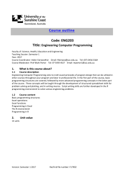 ENG203 Course Outline Semester 1, 2017