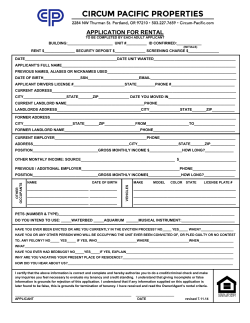 APPLICATION FOR RENTAL - Circum Pacific Properties