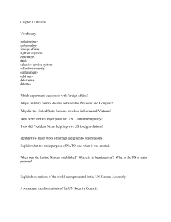 Chapter 17 Review Vocabulary. isolationism- ambassador