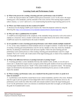 FAQ`s Learning Goals and Performance Scales