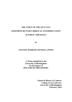 The voice of the outcast: Josephine Butler`s biblical interpretation
