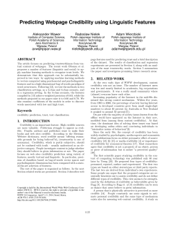 Predicting Webpage Credibility using Linguistic Features