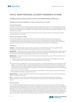 PUPILS` &pound;600K PERSONAL ACCIDENT INSURANCE SCHEME