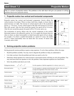Skill Sheet 7.2 Projectile Motion