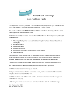 Moorlands Sixth Form College WORD PROCESSOR POLICY